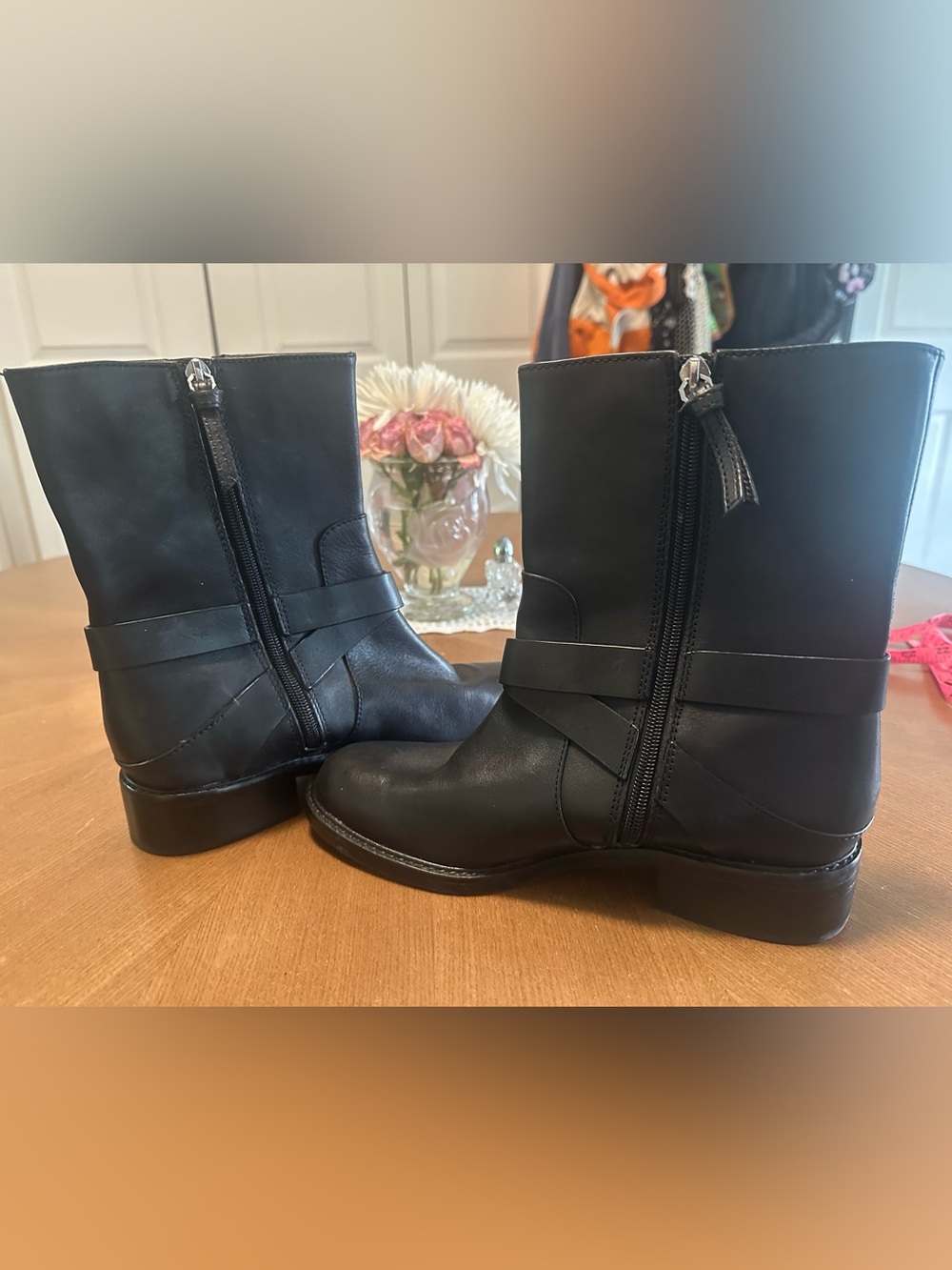 Louis Et Cie Black Leather Moto Valencia Round Toe Boots - Picture 10 of 15